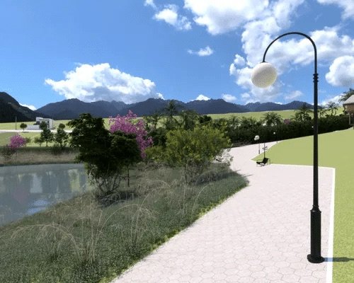 Projeto da pista de caminhada em torno do lago do Vale dos Passos, em Bicas/MG